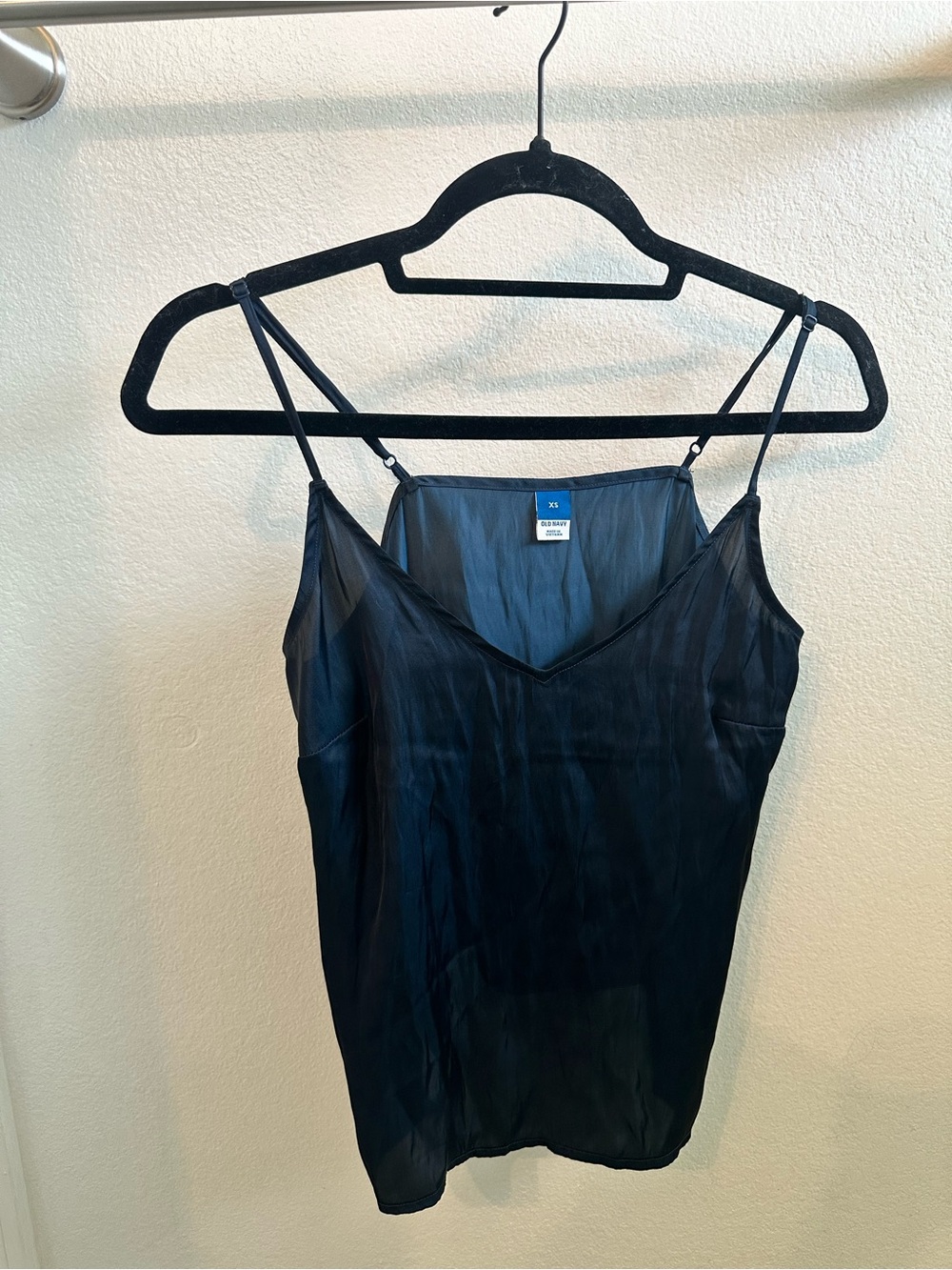 Old Navy Dark Navy Satin Camisole with Adjustable Straps